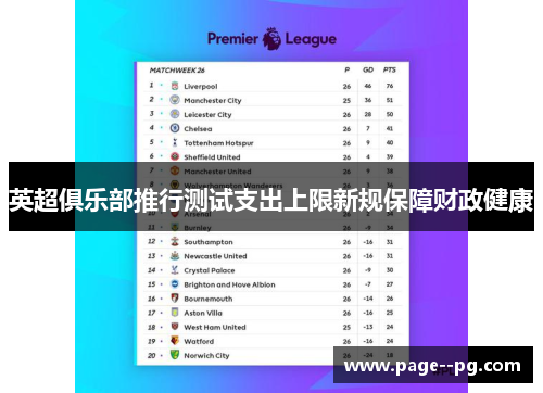 英超俱乐部推行测试支出上限新规保障财政健康 英超俱乐部推行测试支出上限新规保障财政健康